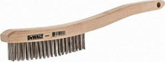 DeWALT - 19 Rows x 3 Columns Stainless Steel Scratch Brush - 13-11/16" OAL, 1-1/8" Trim Length, Wood Curved Handle - All Tool & Supply