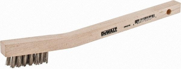 DeWALT - 7 Rows x 3 Columns Stainless Steel Scratch Brush - 7-3/4" OAL, 5/8" Trim Length, Wood Curved Handle - All Tool & Supply