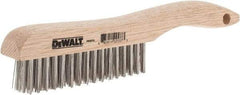 DeWALT - 15 Rows x 4 Columns Stainless Steel Scratch Brush - 10" OAL, 1-1/8" Trim Length, Wood Shoe Handle - All Tool & Supply