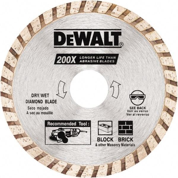 DeWALT - 4" Diam, 5/8 & 7/8" Arbor Hole Diam, Wet & Dry Cut Saw Blade - Diamond Matrix, Standard Round Arbor - All Tool & Supply