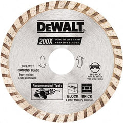 DeWALT - 4" Diam, 5/8 & 7/8" Arbor Hole Diam, Wet & Dry Cut Saw Blade - Diamond Matrix, Standard Round Arbor - All Tool & Supply