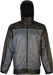 Viking - Size L, Charcoal & Blue, Rain, Wind Resistant Rain Jacket - 43" Chest, 3 Pockets, Attached Hood - All Tool & Supply