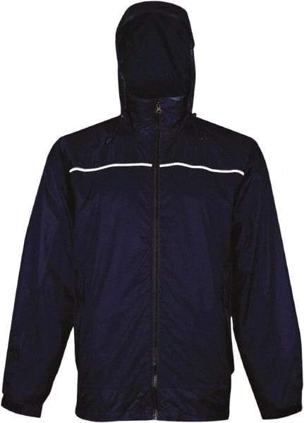 Viking - Size M, Navy, Rain, Wind Resistant Rain Jacket - 40" Chest, 3 Pockets, Attached Hood - All Tool & Supply