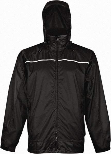 Viking - Size 3XL, Black, Rain, Wind Resistant Rain Jacket - 55" Chest, 3 Pockets, Attached Hood - All Tool & Supply