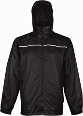 Viking - Size 3XL, Black, Rain, Wind Resistant Rain Jacket - 55" Chest, 3 Pockets, Attached Hood - All Tool & Supply