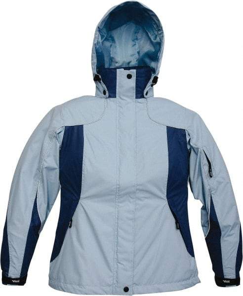 Viking - Size M, Light Blue, Rain, Wind Resistant Jacket - 40" Chest, 4 Pockets, Detachable Hood - All Tool & Supply