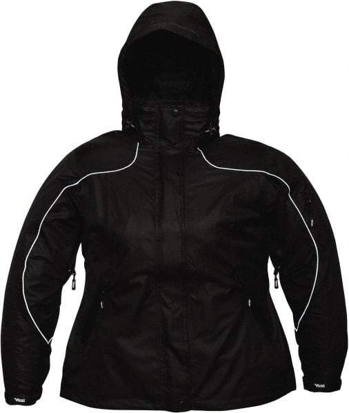 Viking - Size XL, Black, Rain, Wind Resistant Jacket - 47" Chest, 4 Pockets, Detachable Hood - All Tool & Supply