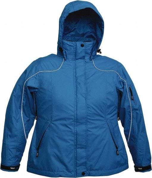 Viking - Size M, Blue, Rain, Wind Resistant Jacket - 40" Chest, 4 Pockets, Detachable Hood - All Tool & Supply