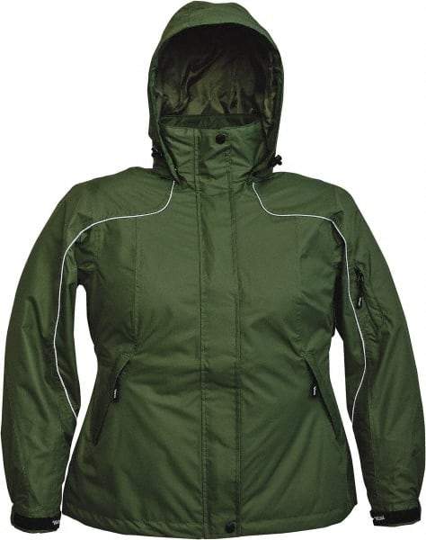 Viking - Size S, Green, Rain, Wind Resistant Jacket - 37" Chest, 4 Pockets, Detachable Hood - All Tool & Supply