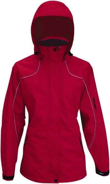 Viking - Size L, Red, Rain, Wind Resistant Jacket - 43" Chest, 4 Pockets, Detachable Hood - All Tool & Supply