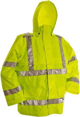 Viking - Size XL, High Visibility Lime, Rain, Wind Resistant Jacket - 47" Chest, 3 Pockets, Detachable Hood - All Tool & Supply