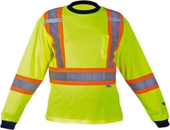 Viking - Size L, Hi-Viz Lime, High Visibility, Long Sleeve T-Pocket, - 43" Chest, 1 Pocket, Cotton/Polyester - All Tool & Supply