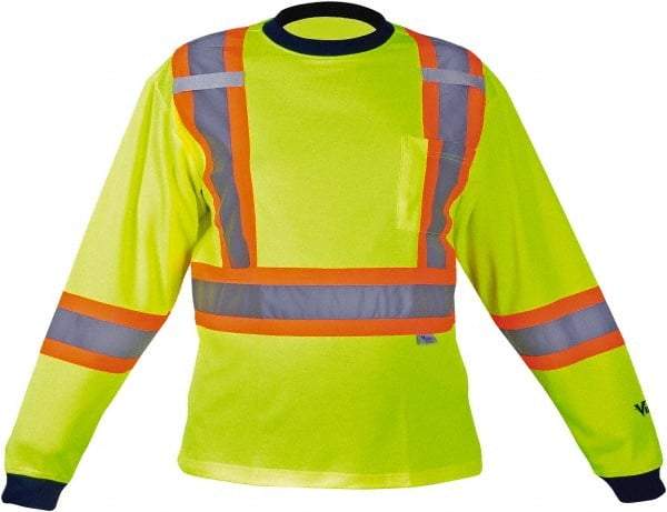 Viking - Size M, Hi-Viz Lime, High Visibility, Long Sleeve T-Pocket, - 40" Chest, 1 Pocket, Cotton/Polyester - All Tool & Supply