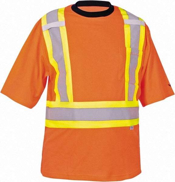 Viking - Size M, Hi-Viz Orange, High Visibility, Short Sleeve T-Pocket, - 40" Chest, 1 Pocket, Cotton/Polyester/Mesh - All Tool & Supply