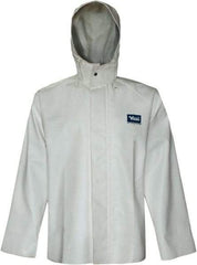 Viking - Size S, White, Rain, Chemical, Wind Resistant Jacket - 37" Chest, Detachable Hood - All Tool & Supply