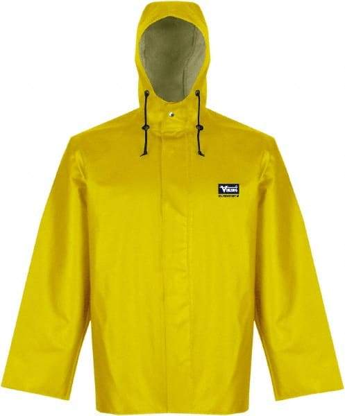 Viking - Size S, Yellow, Rain, Chemical, Wind Resistant Jacket - 37" Chest, Detachable Hood - All Tool & Supply