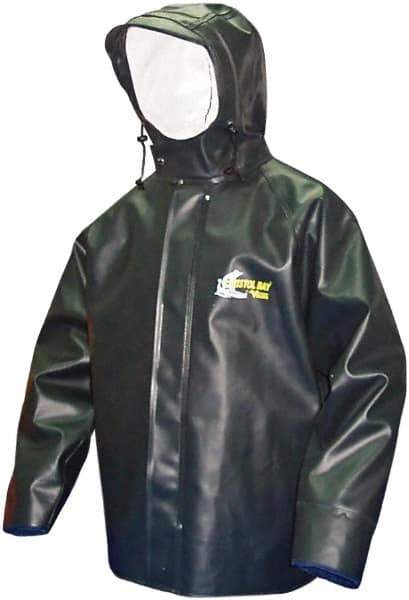 Viking - Size XL, Green, Rain, Chemical, Wind Resistant Jacket - 47" Chest, Attached Hood - All Tool & Supply