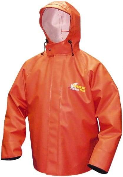 Viking - Size L, Orange, Rain, Chemical, Wind Resistant Jacket - 43" Chest, Attached Hood - All Tool & Supply