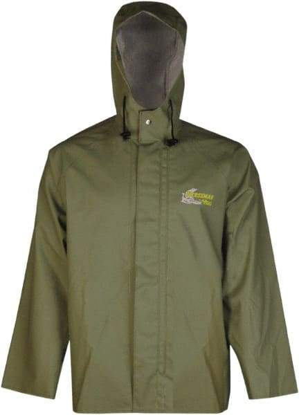 Viking - Size S, Green, Chemical, Rain, Wind Resistant Jacket - 37" Chest, Attached Hood - All Tool & Supply