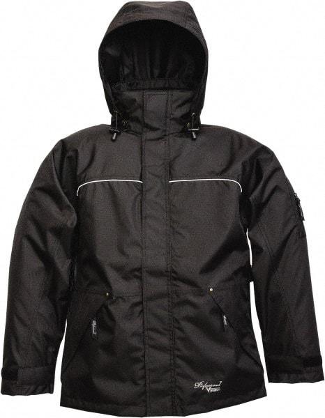 Viking - Size L, Black, Rain, Wind Resistant Jacket - 43" Chest, 3 Pockets, Detachable Hood - All Tool & Supply