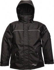 Viking - Size 2XL, Black, Rain, Wind Resistant Jacket - 51" Chest, 3 Pockets, Detachable Hood - All Tool & Supply