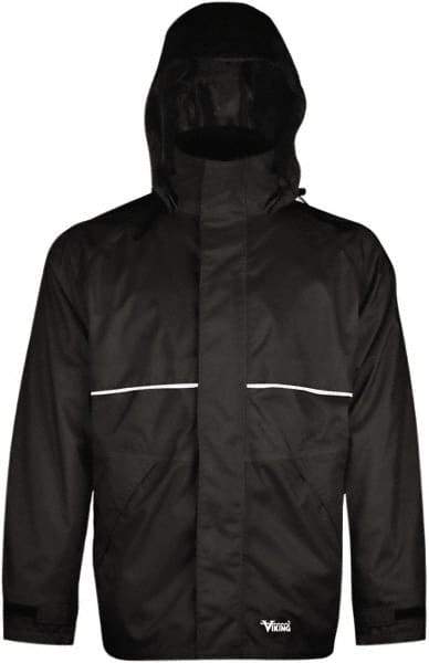 Viking - Size XL, Black, Rain, Wind Resistant Jacket - 47" Chest, 3 Pockets, Detachable Hood - All Tool & Supply