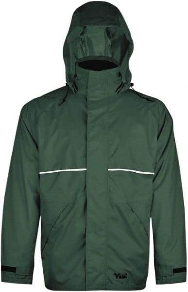 Viking - Size S, Green, Rain, Wind Resistant Jacket - 37" Chest, 3 Pockets, Detachable Hood - All Tool & Supply