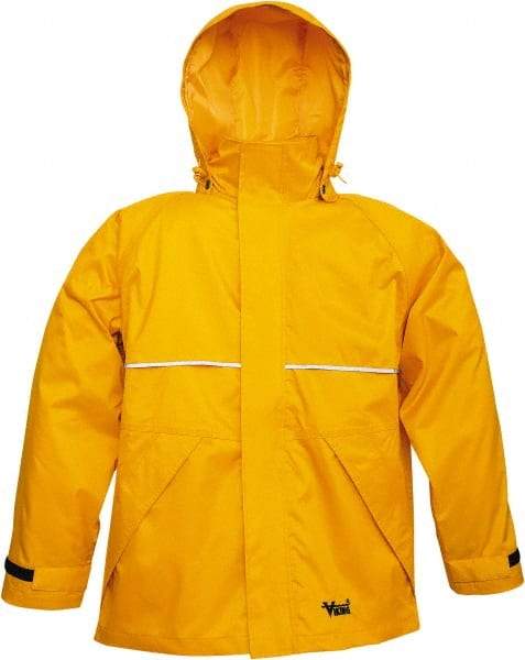 Viking - Size XL, Yellow, Rain, Wind Resistant Jacket - 47" Chest, 3 Pockets, Detachable Hood - All Tool & Supply