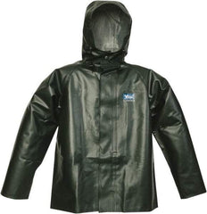 Viking - Size S, Green, Chemical, Rain, Wind Resistant Jacket - 37" Chest, Detachable Hood - All Tool & Supply