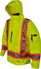 Viking - Size 2XL, High Visibility Lime, Rain, Wind Resistant Jacket - 51" Chest, 4 Pockets, Detachable Hood - All Tool & Supply