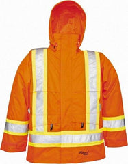 Viking - Size M, High Visibility Orange, Rain, Wind Resistant Jacket - 40" Chest, Detachable Hood - All Tool & Supply