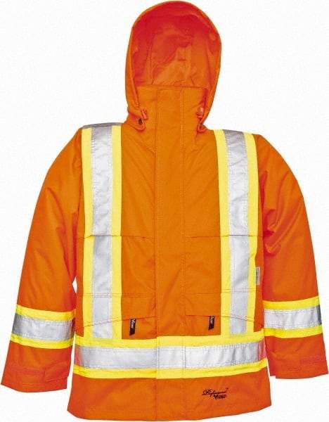 Viking - Size S, High Visibility Orange, Rain, Wind Resistant Jacket - 37" Chest, Detachable Hood - All Tool & Supply