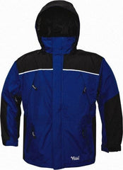 Viking - Size L, Charcoal & Royal Blue, Rain, Wind Resistant Jacket - 43" Chest, 5 Pockets, Detachable Hood - All Tool & Supply