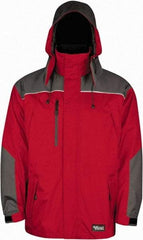 Viking - Size 3XL, Red & Charcoal, Rain, Wind Resistant Jacket - 55" Chest, 5 Pockets, Detachable Hood - All Tool & Supply