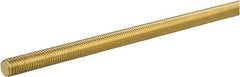 Made in USA - 7/8-9 UNC (Coarse), 6' Long, Brass General Purpose Threaded Rod - Uncoated, Right Hand Thread - All Tool & Supply