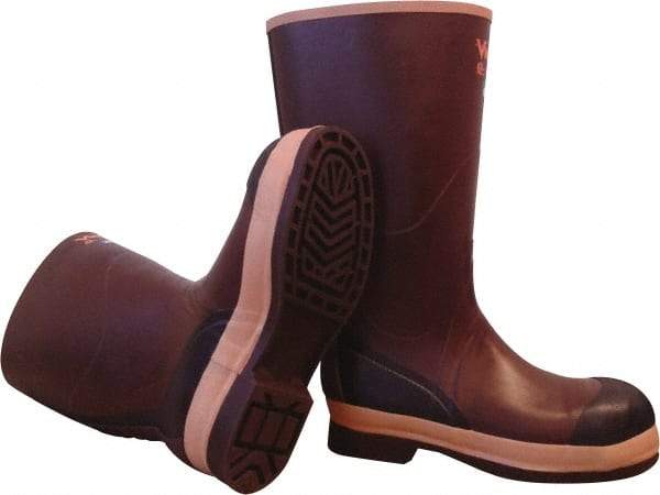 Viking - Men's Size 9 Medium Width Steel Knee Boot - Brown, Tan, Rubber Upper, Nitrile Rubber Outsole, 16" High, Chemical Resistant, Non-Slip, Cold Protection, Waterproof - All Tool & Supply