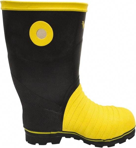 Viking - Men's Size 11 Medium Width Steel Work Boot - Black, Yellow, Rubber Upper, Nitrile Rubber Outsole, 14" High, Non-Slip, Chemical Resistant, Waterproof, Electric Shock Resistant - All Tool & Supply