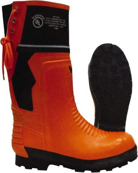 Viking - Men's Size 10 Medium Width Steel Work Boot - Black, Orange, Rubber Upper, Nitrile Rubber Outsole, 15" High, Chemical Resistant, Waterproof, Non-Slip, Cut Resistant - All Tool & Supply