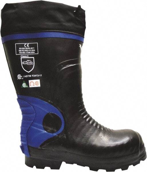 Viking - Men's Size 13 Medium Width Steel Work Boot - Black, Blue, Rubber Upper, Nitrile Rubber Outsole, 15" High, Non-Slip, Chemical Resistant, Waterproof, Electric Shock Resistant - All Tool & Supply