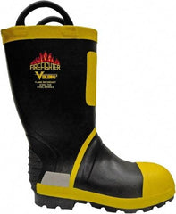 Viking - Men's Size 11 Medium Width Steel Work Boot - Black, Yellow, Rubber Upper, Nitrile Rubber Outsole, 14" High, Non-Slip, Waterproof - All Tool & Supply