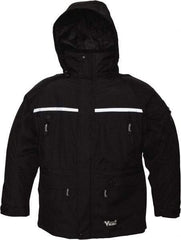 Viking - Size 2XL, Black, Rain, Wind Resistant, Cold Weather Jacket - 51" Chest, 5 Pockets, Detachable Hood - All Tool & Supply