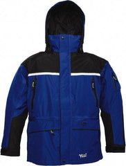 Viking - Size 4XL, Black & Royal Blue, Rain, Wind Resistant, Cold Weather Jacket - 58" Chest, 5 Pockets, Detachable Hood - All Tool & Supply