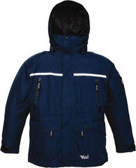 Viking - Size 4XL, Black & Navy, Rain, Wind Resistant, Cold Weather Jacket - 58" Chest, 5 Pockets, Detachable Hood - All Tool & Supply