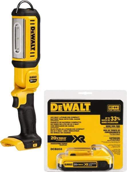 DeWALT - 20 Volts, 500 Lumens, Cordless Work Light - Black/Yellow, 17 hr Run Time - All Tool & Supply