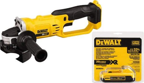 DeWALT - 4-1/2" Wheel Diam, 6,500 RPM, Cordless Cutoff & Cutoff-Grinder Tool - Right Angle Handle, 20 Volt, Battery Included - All Tool & Supply