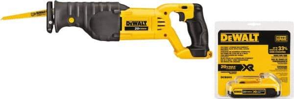 DeWALT - 20V, 0 to 3,000 SPM, Cordless Reciprocating Saw - 1-1/8" Stroke Length, Lithium-Ion Batteries Included - All Tool & Supply