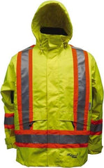 Viking - Size 2XL, High Visibility Lime, Cold Weather, Rain, Wind Resistant Jacket - 51" Chest, 3 Pockets, Detachable Hood - All Tool & Supply