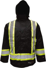 Viking - Size S, Black, Flame Resistant/Retardant, Rain, Wind Resistant Jacket - 37" Chest, 2 Pockets, Detachable Hood - All Tool & Supply