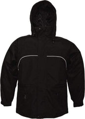 Viking - Size XL, Black, Rain, Wind Resistant Jacket - 47" Chest, 3 Pockets, Attached Hood - All Tool & Supply