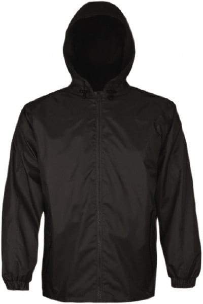 Viking - Size XS, Black, Rain, Wind Resistant Jacket - 34" Chest, 2 Pockets, Attached Hood - All Tool & Supply